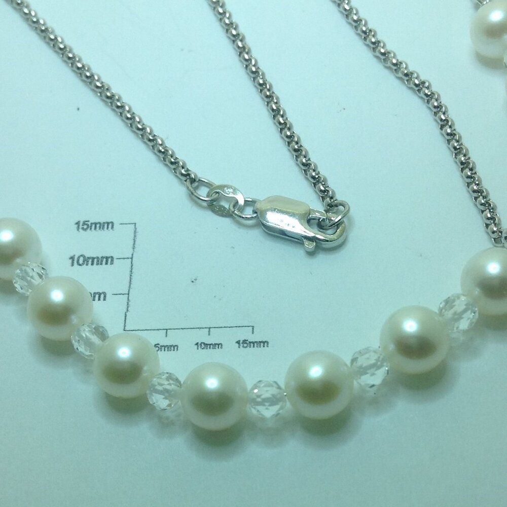 Honora Fresh Water Pearl with Claer Crystal Beads Necklace and Bracelet. - Picture 3 of 4